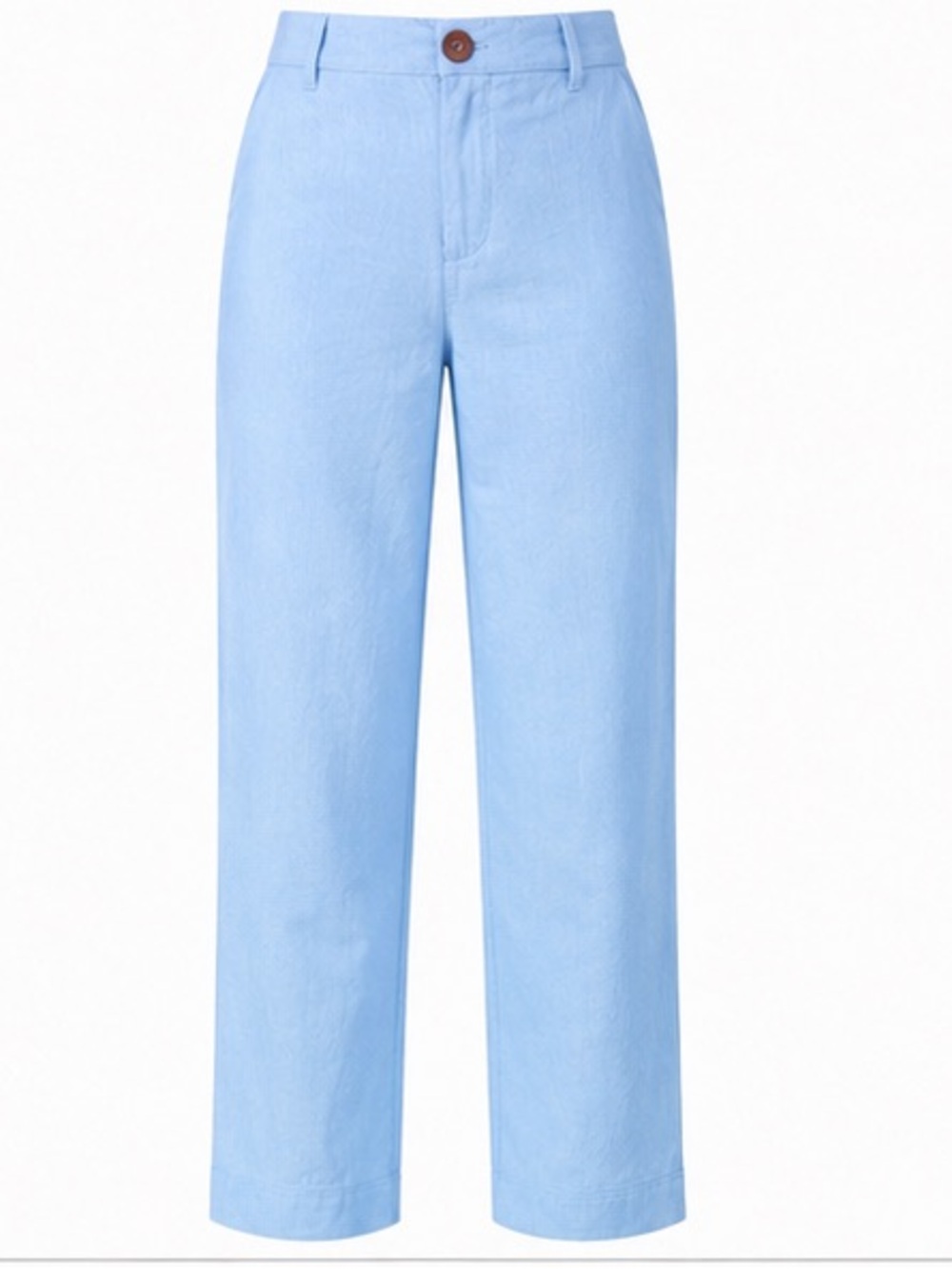 Light Blue Linen Blend Straight Leg Pants